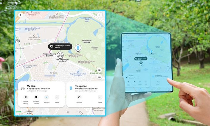 La función "Buscar cerca" te muestra la ubicación de tu objeto perdido conmayor precisión al detectar la intensidad de las señales de la Galaxy SmartTag2. Al usarla en
combinación con la función "Sonar", podrás encontrar tus pertenencias aún más rápido con
el sonido proveniente de la ubicación de la Galaxy SmartTag2.